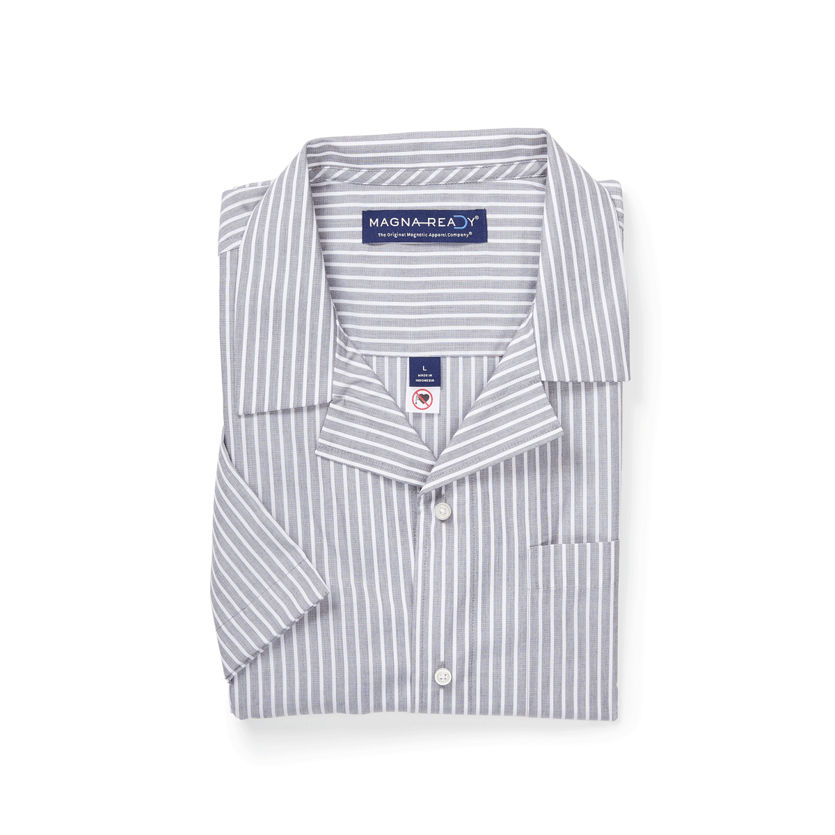 "Landry" Short-Sleeve Untucked Camp Casual Shirt with Magnetic Closures