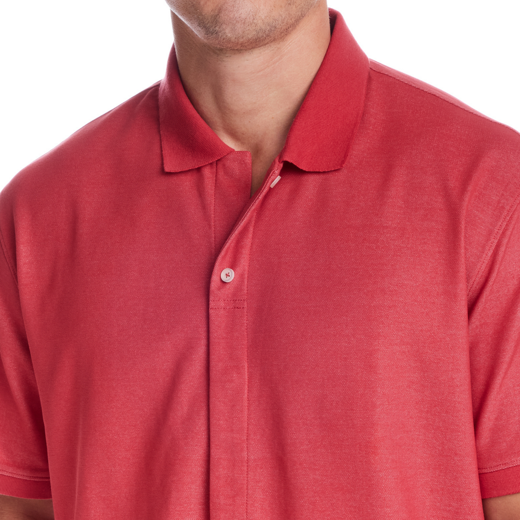 Short-Sleeve Polo Pique Knit Shirt with Magnetic Closures