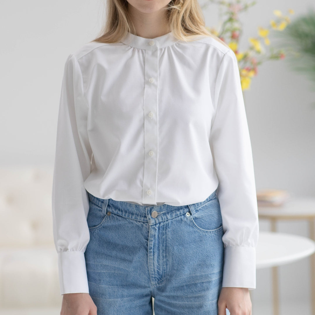 Women's Adaptive Magnetic Button Classic White Blouse