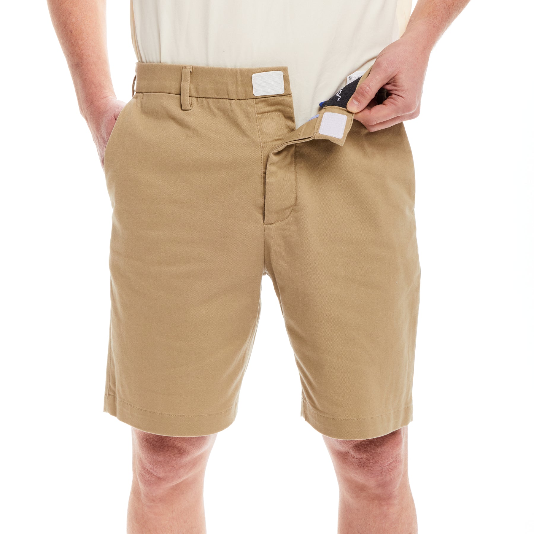 "Fordham" Flat-Front Easy-Care Twill Chino Shorts with Magnetic Closures