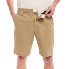 "Fordham" Flat-Front Easy-Care Twill Chino Shorts with Magnetic Closures