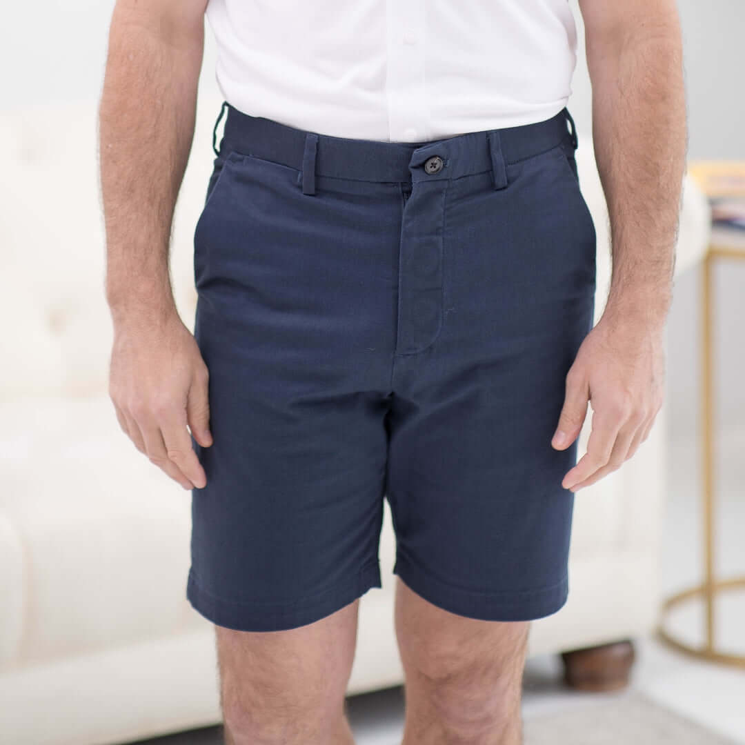 "Fordham" Flat-Front Easy-Care Twill Chino Shorts with Magnetic Closures
