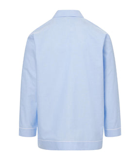 Light Blue Oxford Long Sleeve Pajama Top with Magnetic Closures