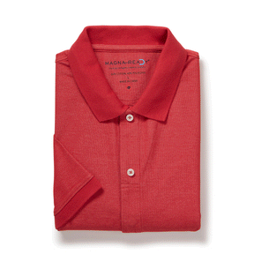 Short-Sleeve Polo Pique Knit Shirt with Magnetic Closures