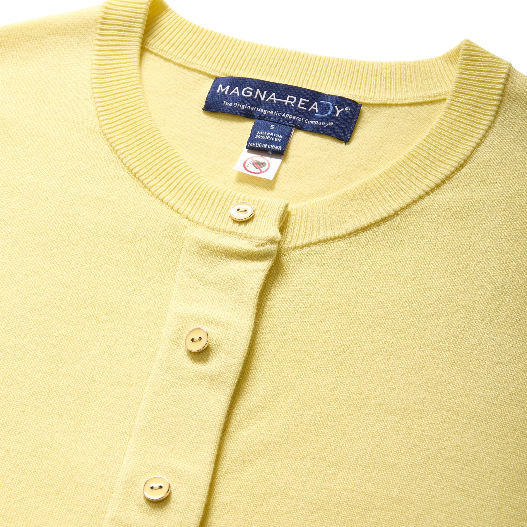 Women's Adaptive Magnetic Front Knit Cardigan Sweater In Yellow