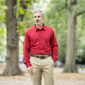 Adaptive Rio Red Magnetic Front Long Sleeve Cooling Tech Polo With Pocket