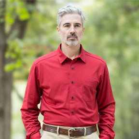 Adaptive Rio Red Magnetic Front Long Sleeve Cooling Tech Polo With Pocket