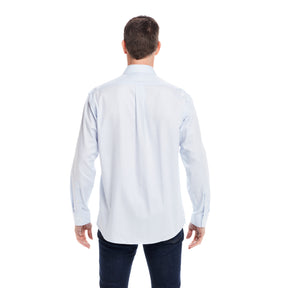 "Ryan" Light Blue Long-Sleeve Spread-Collar Cotton Shirt with Magnetic Closures