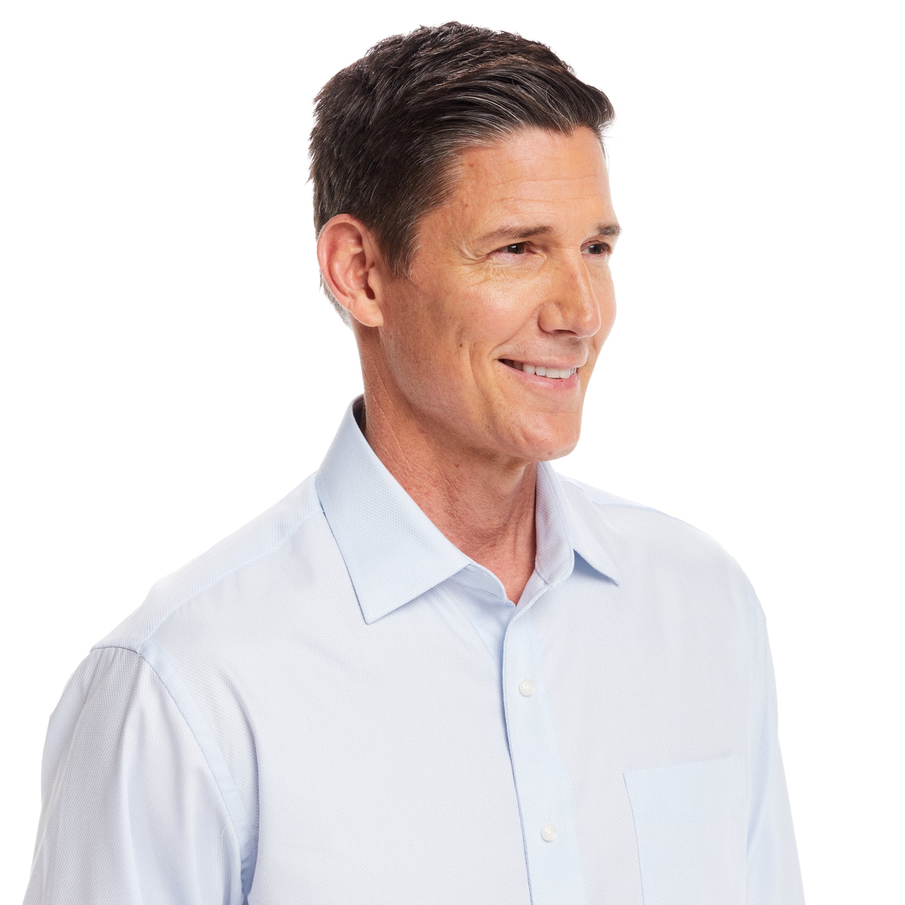 "Ryan" Light Blue Long-Sleeve Spread-Collar Cotton Shirt with Magnetic Closures