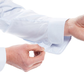 "Ryan" Light Blue Long-Sleeve Spread-Collar Cotton Shirt with Magnetic Closures