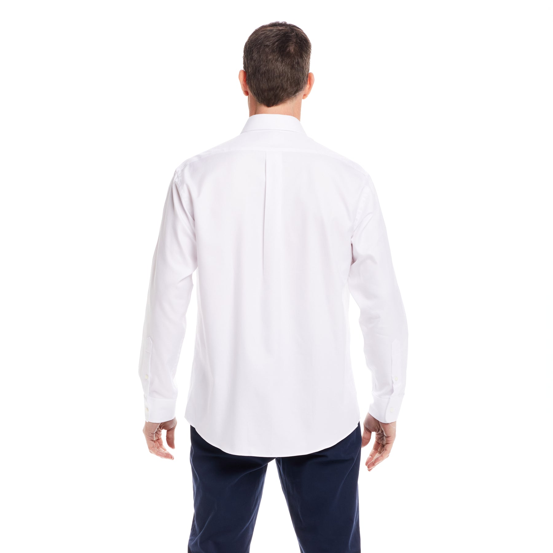"Ryan" Long-Sleeve Spread-Collar Cotton Shirt with Magnetic Closures