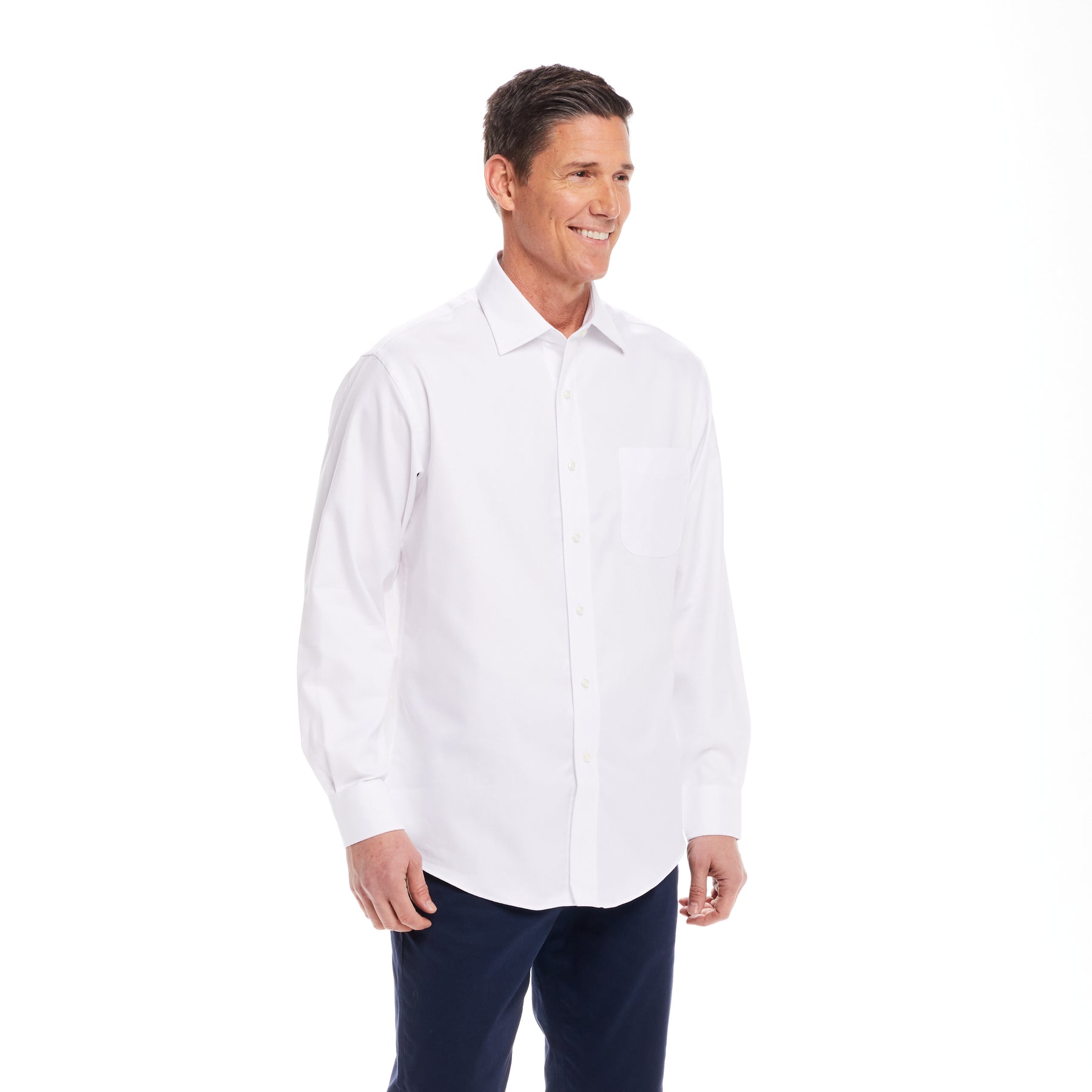 "Ryan" Long-Sleeve Spread-Collar Cotton Shirt with Magnetic Closures