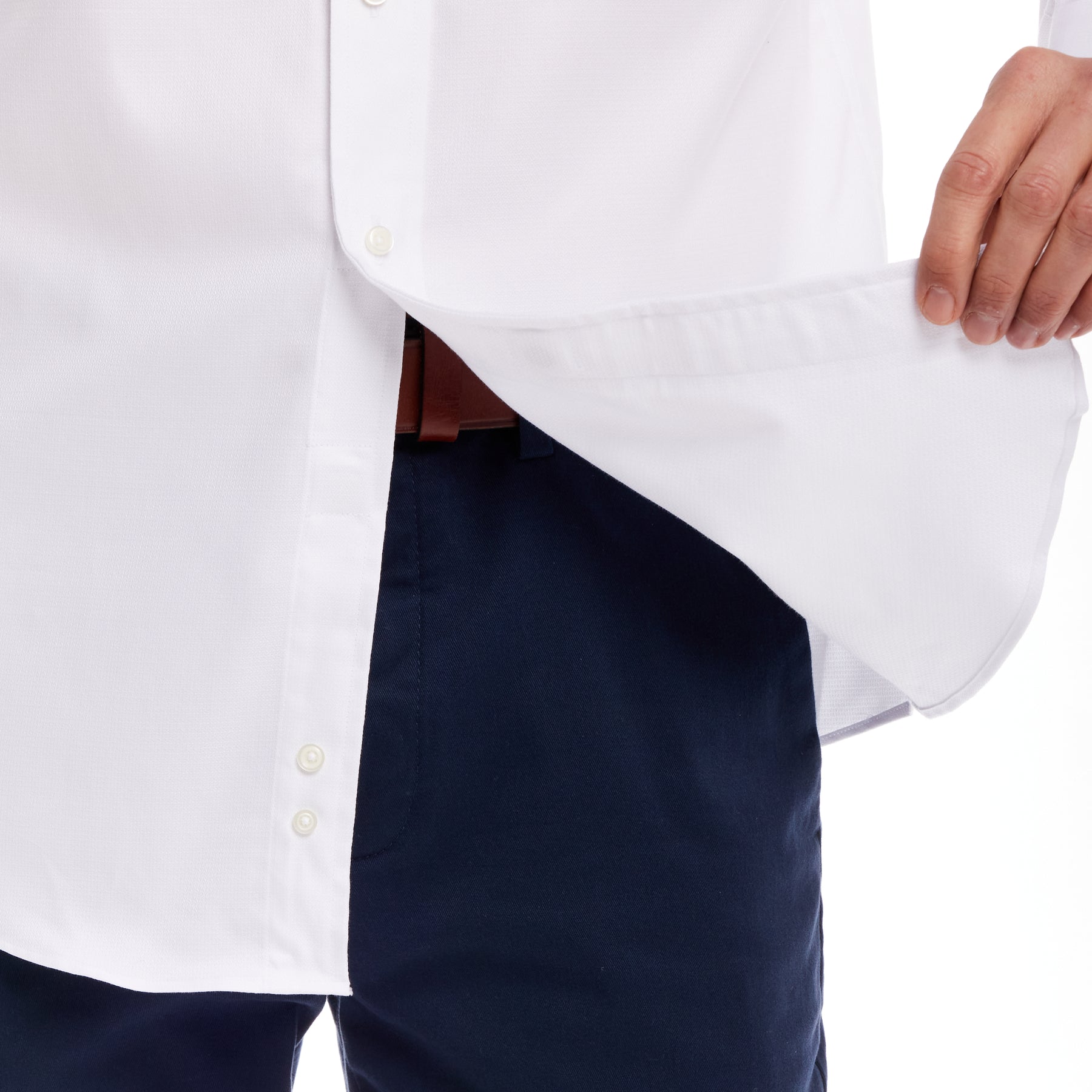 "Ryan" Long-Sleeve Spread-Collar Cotton Shirt with Magnetic Closures