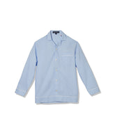 Light Blue Oxford Long Sleeve Pajama Top with Magnetic Closures