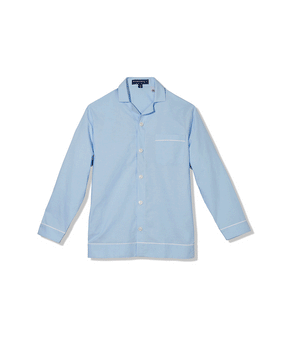 Light Blue Oxford Long Sleeve Pajama Top with Magnetic Closures