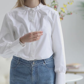 Women's Adaptive Magnetic Button Classic White Blouse