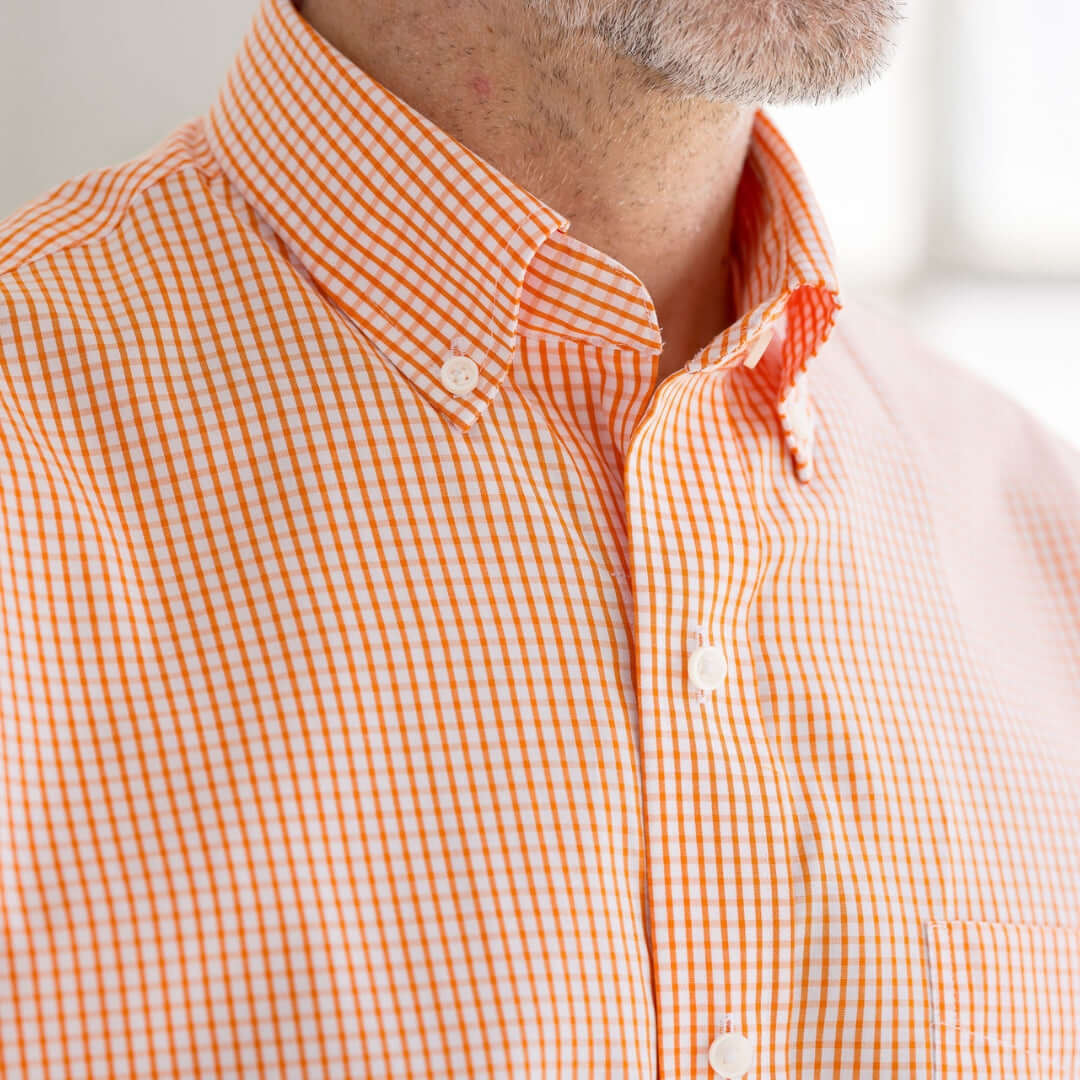 "Heights" Short-Sleeve Button-Down Collar Cotton Shirt with Magnetic Closures