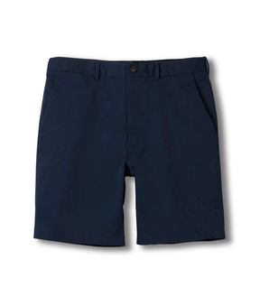 Solid ‘Fordham’ Flat Front Easy-Care Chino Twill Short with Magnetic Closures in Navy
