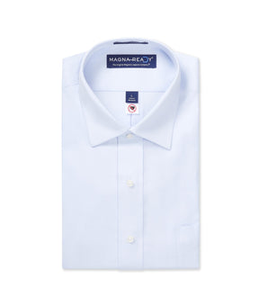 "Ryan" Light Blue Long-Sleeve Spread-Collar Cotton Shirt with Magnetic Closures