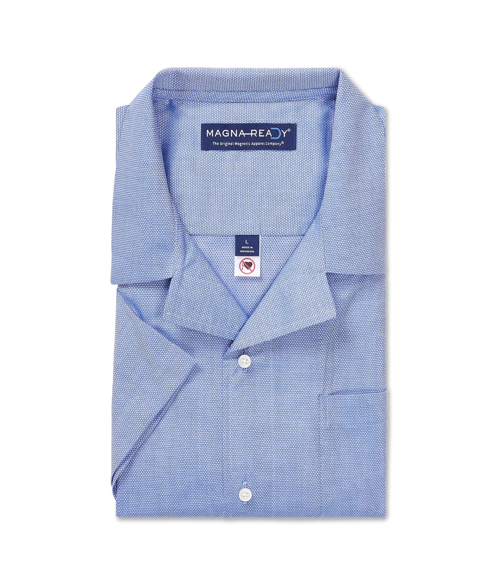 "Landry" Short-Sleeve Untucked Camp Casual Shirt with Magnetic Closures