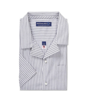 "Landry" Short-Sleeve Untucked Camp Casual Shirt with Magnetic Closures