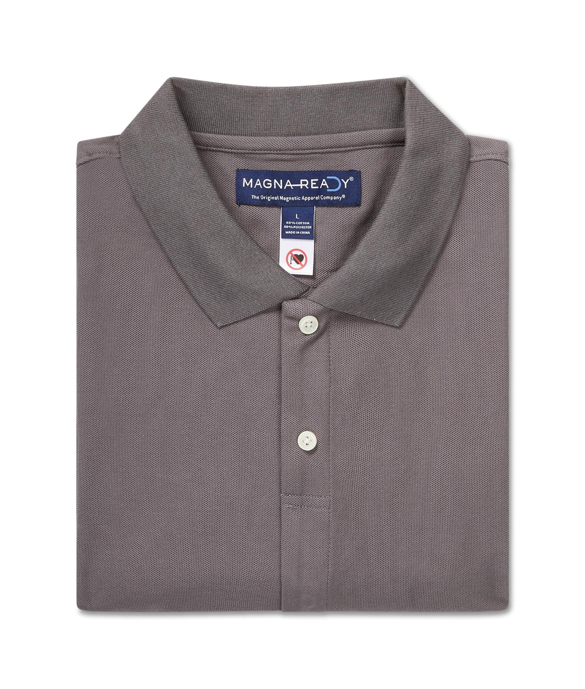 Short-Sleeve Polo Pique Knit Shirt with Magnetic Closures