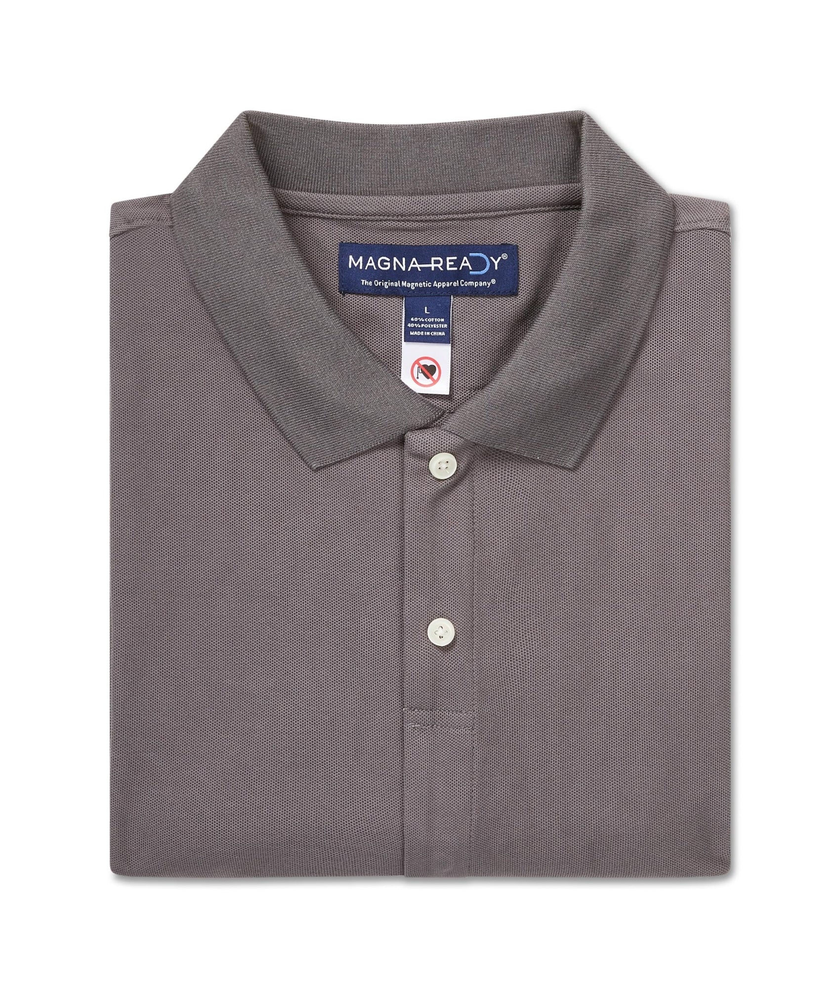 Short-Sleeve Polo Pique Knit Shirt with Magnetic Closures