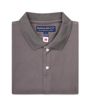 Short-Sleeve Polo Pique Knit Shirt with Magnetic Closures