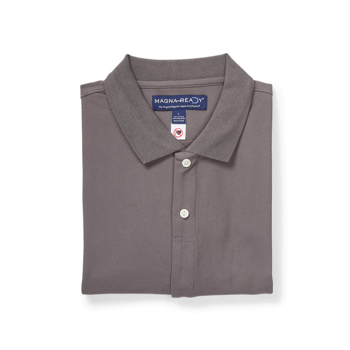 Short-Sleeve Polo Pique Knit Shirt with Magnetic Closures