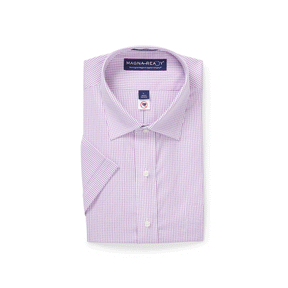 "Ryan" Short-Sleeve Spread-Collar Cotton Shirt with Magnetic Closures