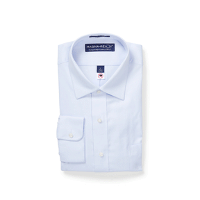 "Ryan" Light Blue Long-Sleeve Spread-Collar Cotton Shirt with Magnetic Closures