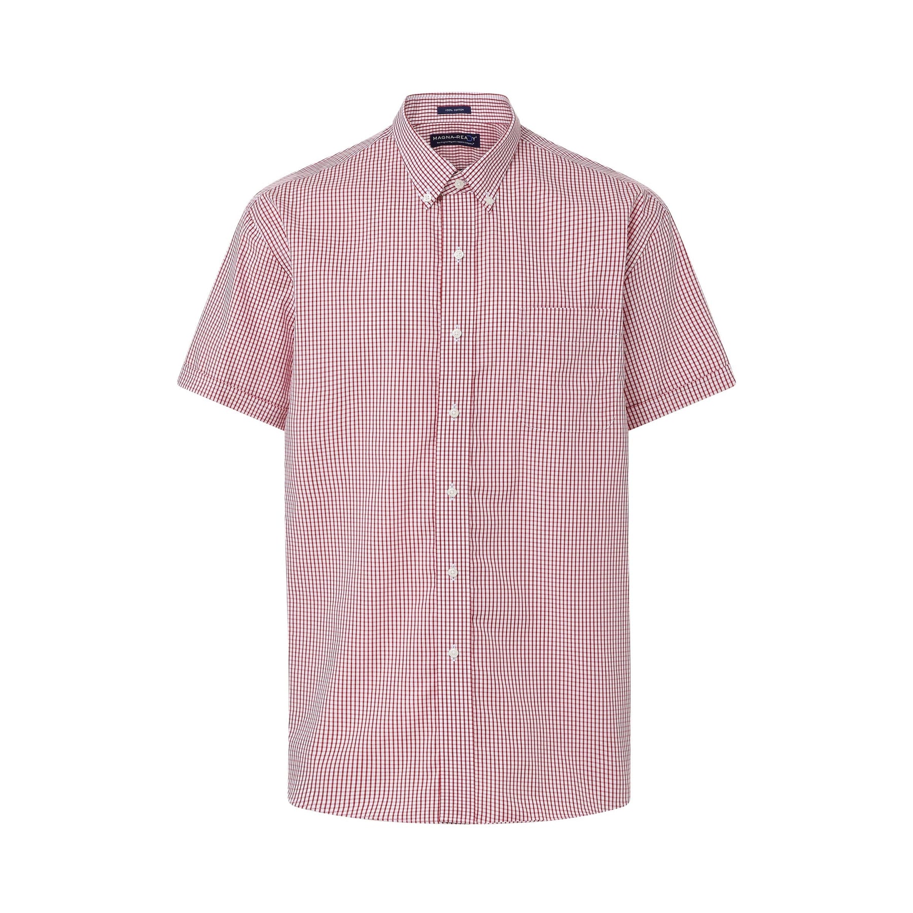 "Heights" Short-Sleeve Button-Down Collar Cotton Shirt with Magnetic Closures
