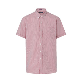 "Heights" Short-Sleeve Button-Down Collar Cotton Shirt with Magnetic Closures