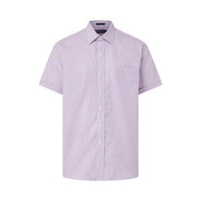 "Ryan" Short-Sleeve Spread-Collar Cotton Shirt with Magnetic Closures