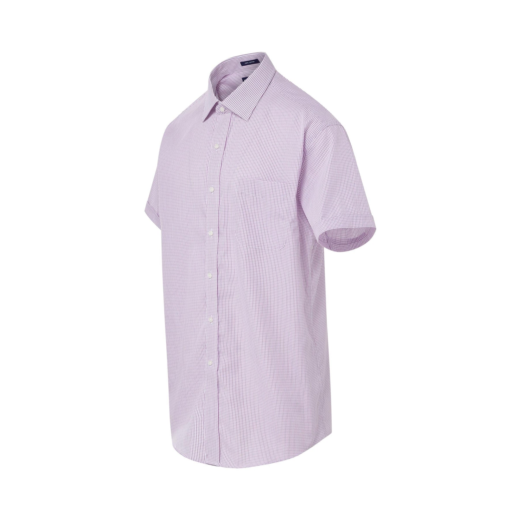 "Ryan" Short-Sleeve Spread-Collar Cotton Shirt with Magnetic Closures