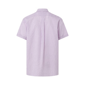 "Ryan" Short-Sleeve Spread-Collar Cotton Shirt with Magnetic Closures