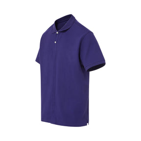 Navy Short-Sleeve Polo Pique Knit Shirt with Magnetic Closures