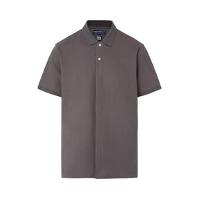 Short-Sleeve Polo Pique Knit Shirt with Magnetic Closures