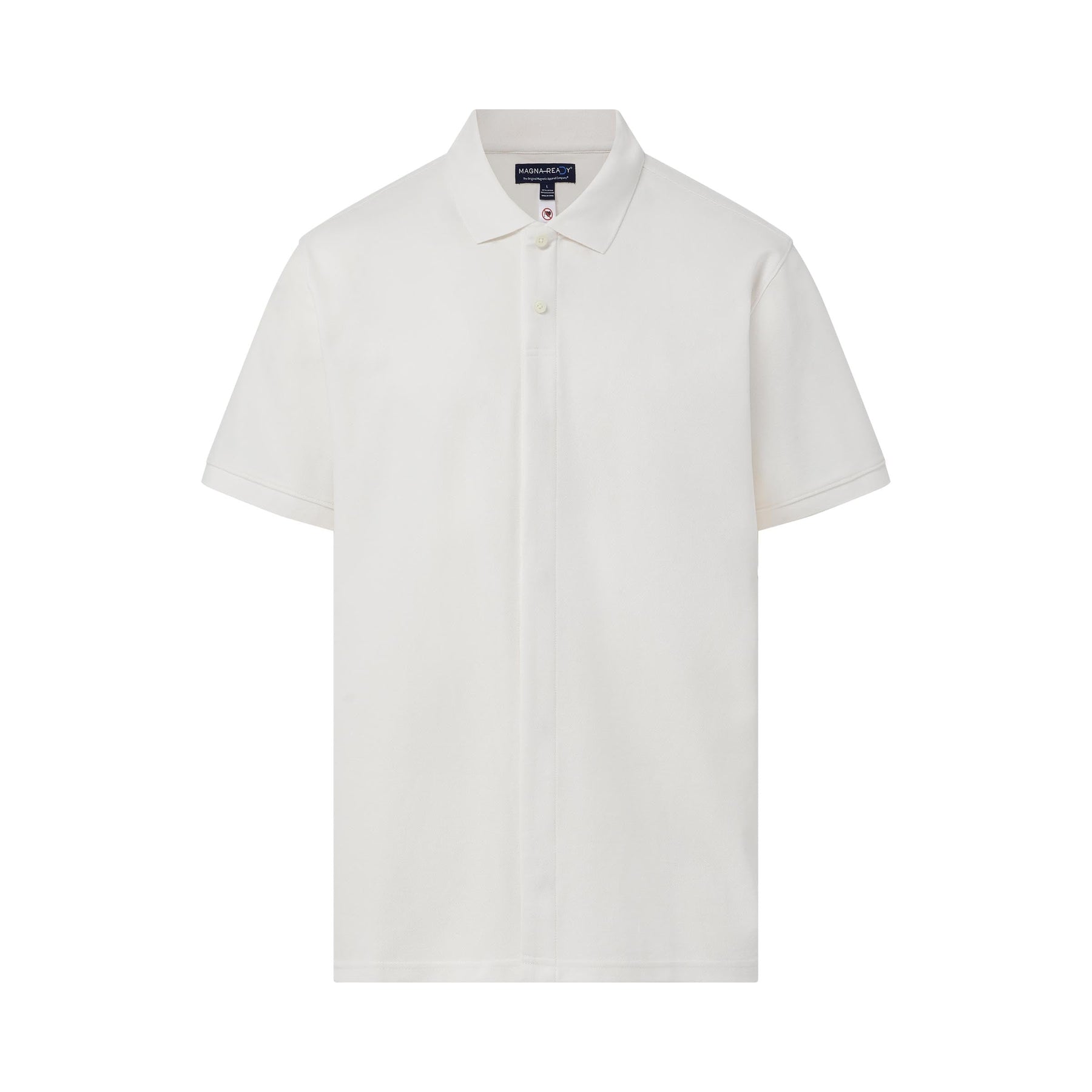 Short-Sleeve Polo Pique Knit Shirt with Magnetic Closures