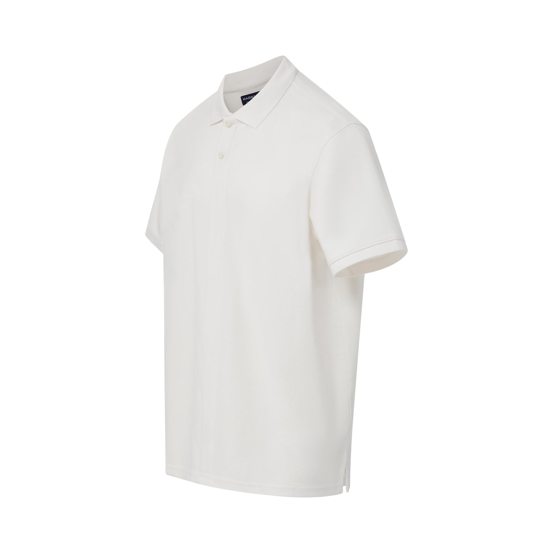 Short-Sleeve Polo Pique Knit Shirt with Magnetic Closures