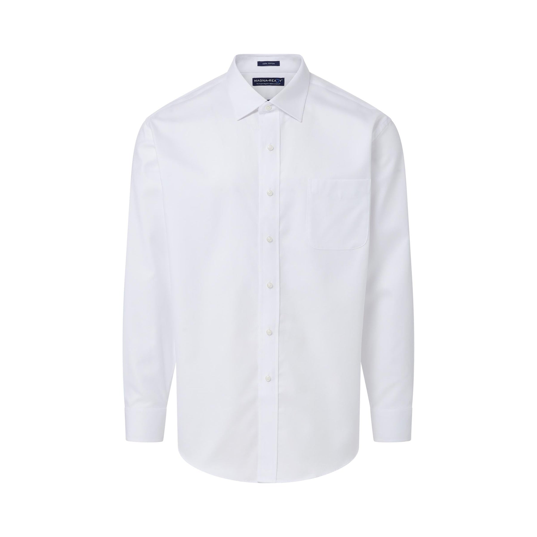 "Ryan" Long-Sleeve Spread-Collar Cotton Shirt with Magnetic Closures