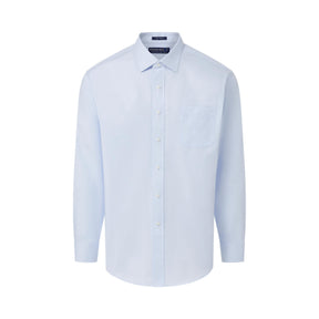 "Ryan" Light Blue Long-Sleeve Spread-Collar Cotton Shirt with Magnetic Closures