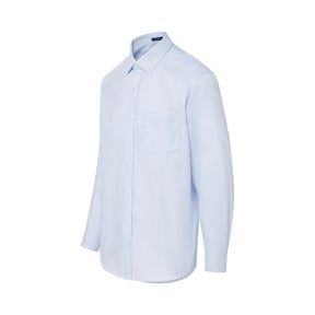 "Ryan" Light Blue Long-Sleeve Spread-Collar Cotton Shirt with Magnetic Closures