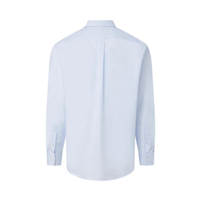 "Ryan" Light Blue Long-Sleeve Spread-Collar Cotton Shirt with Magnetic Closures