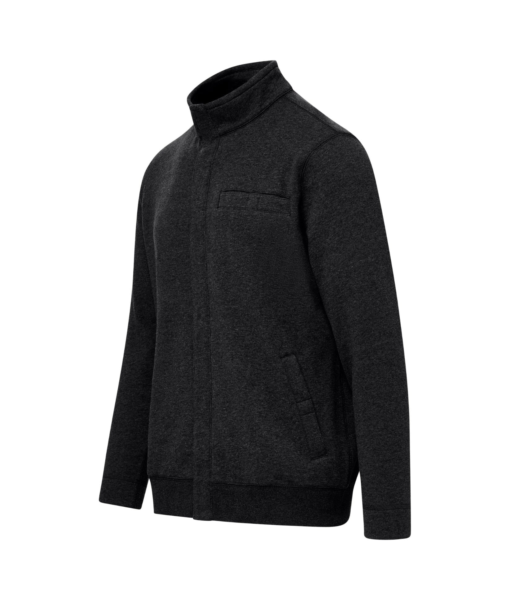 Dillon" Long-Sleeve Black Knit Fleece Jacket with Magnetic Closures