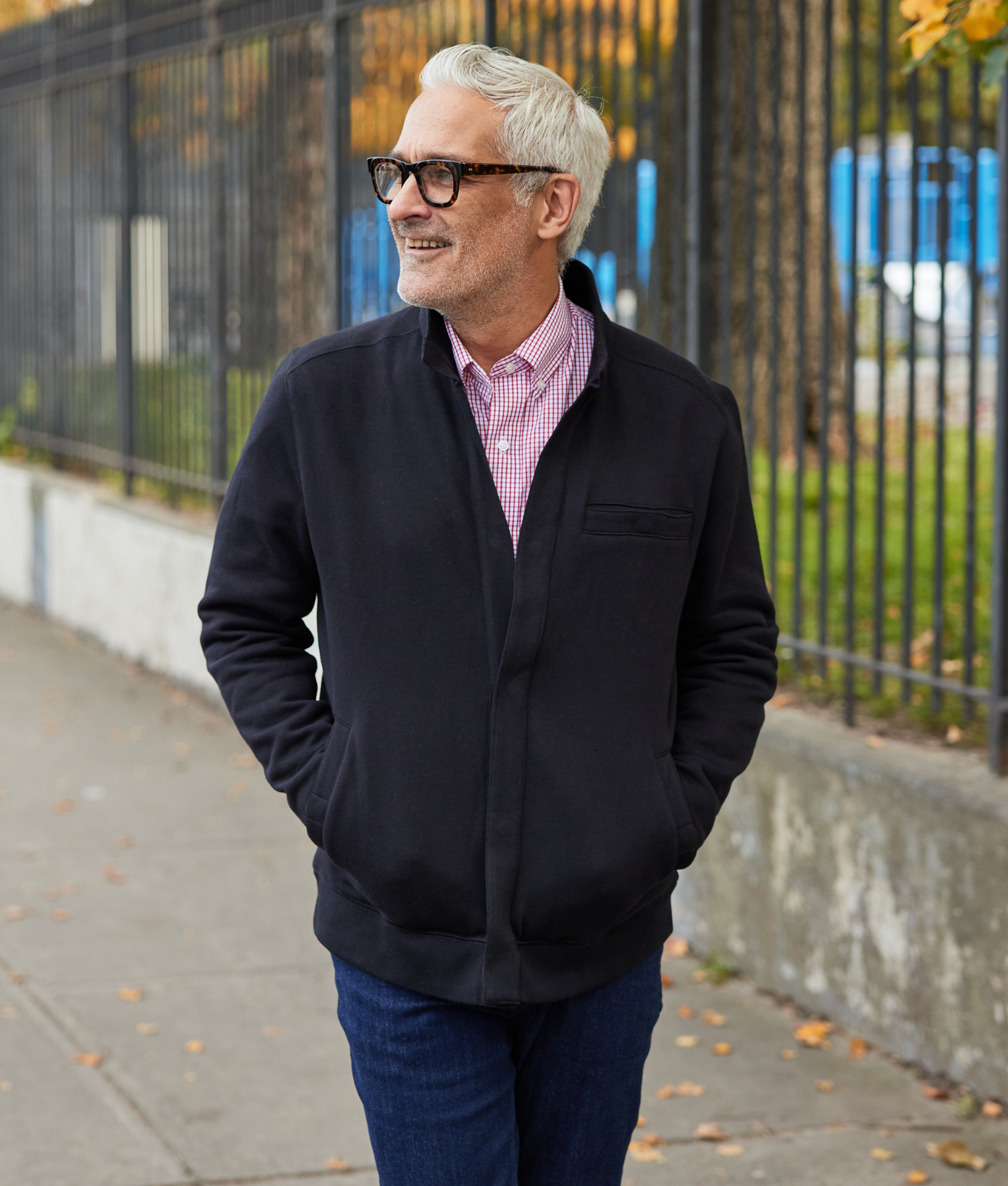 Dillon" Long-Sleeve Black Knit Fleece Jacket with Magnetic Closures