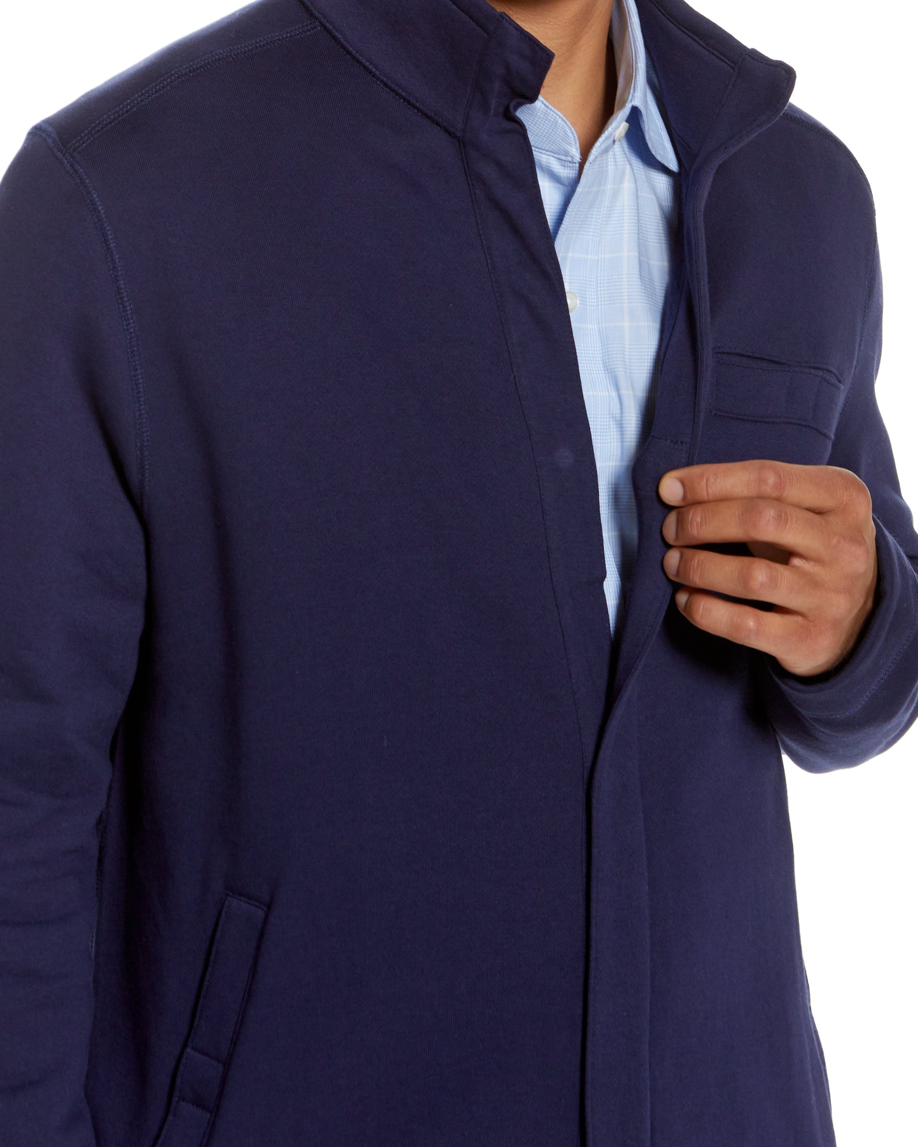 "Dillon" Long-Sleeve Knit Fleece Jacket with Magnetic Closures