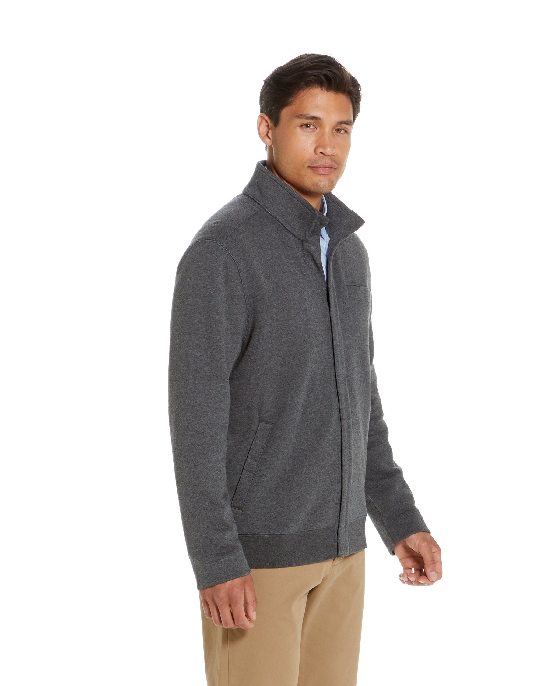 "Dillon" Long-Sleeve Knit Fleece Jacket with Magnetic Closures