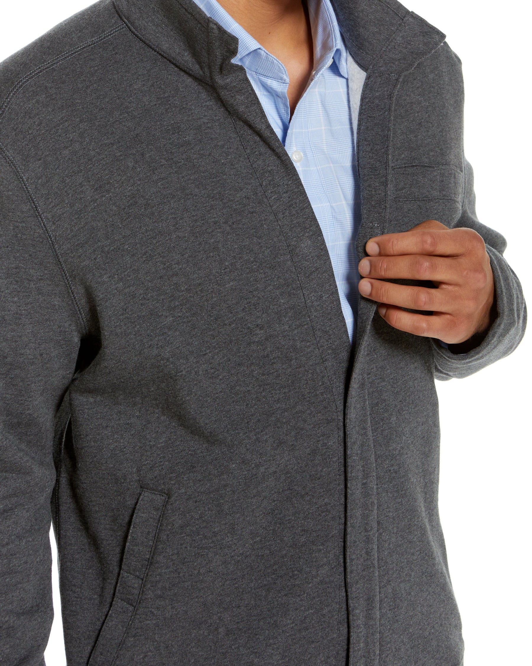 "Dillon" Long-Sleeve Knit Fleece Jacket with Magnetic Closures