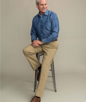 "Fordham" Flat-Front Easy-Care Twill Chino Pants with Magnetic Closures